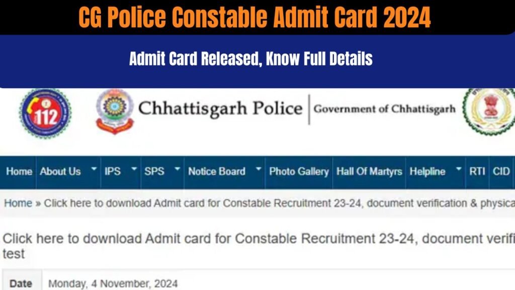 CG Police Constable Admit Card 2024 Released, Know How To Download Easily